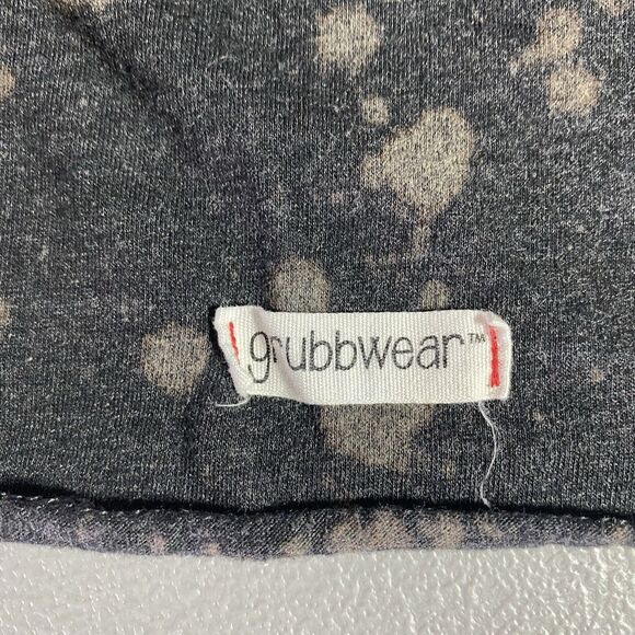 GRUBBWEAR Raglan Shirt Bleach Splatter Tee Thrashed Grunge Womens M Black Red - Picture 3 of 7